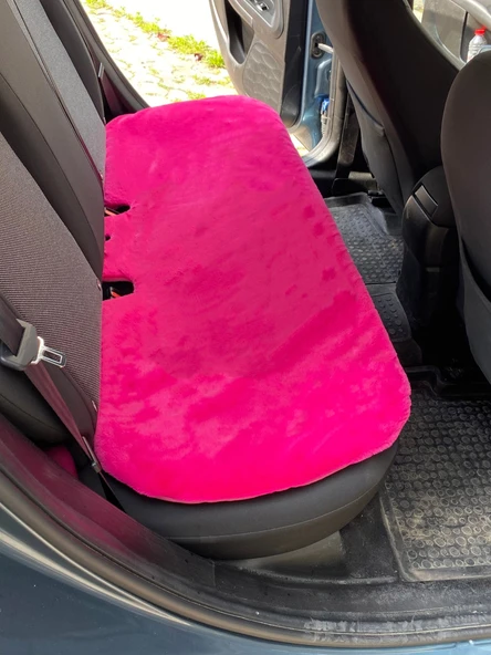 Yumuşak Tüylü Peluş Serme Oto Koltuk Koruyucu Minder Arka Fuşya Pembe ürün görseli 1