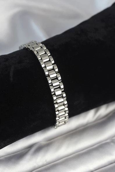 316L Çelik Gümüş Renk 9 mm Kalınlık Erkek Bileklik - TJ-EB3771 ürün görseli 1