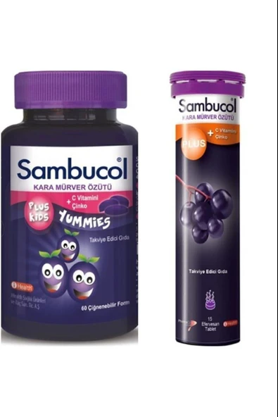 Sambucol Plus Kids Yummies 60 Çiğneme Tableti+ Plus Efervesan 15 Tablet ürün görseli 1