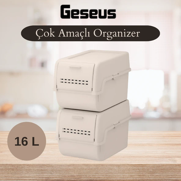 Geseus Motek 8 Lt Organizer 2’li Çok Amaçlı Kapaklı Saklama Kutusu ürün görseli 1
