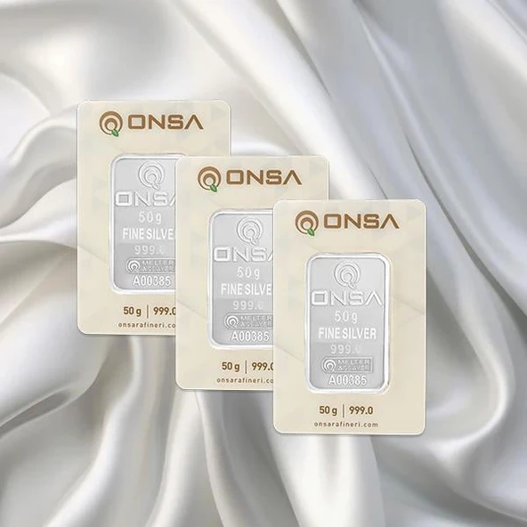 3 Adet 50 Gr Onsa Gümüş Külçe ürün görseli 1