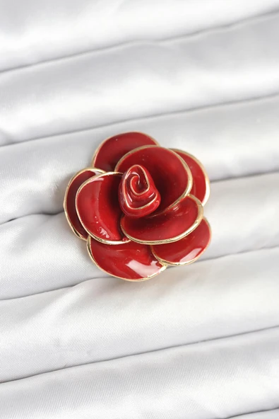 Kırmızı Gül Model Broş - TJ-BR471 ürün görseli 1