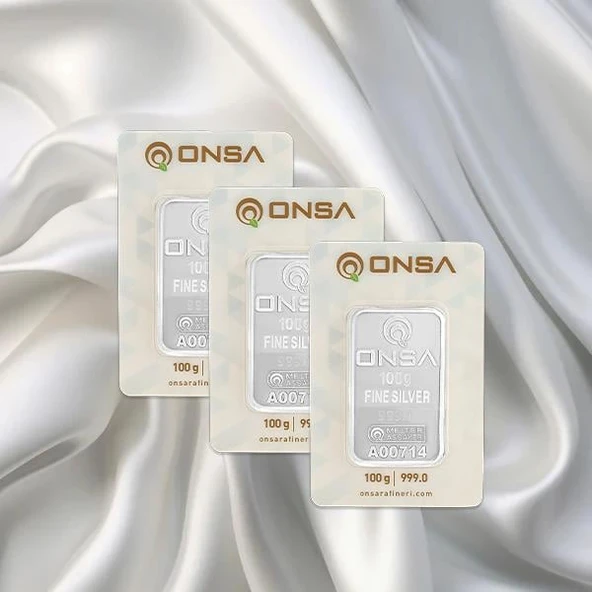 3 Adet 100 Gr Onsa Gümüş Külçe ürün görseli 1