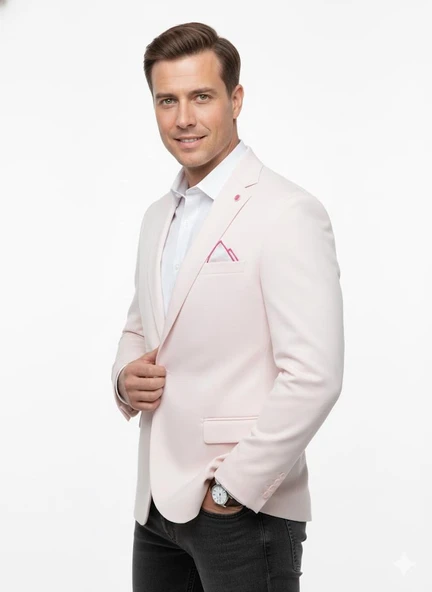 Erkek  Blazer Ceket – Slim Fit, Tek Düğme, Şık Davet ve İş Kombin Ceketi - Resim 9