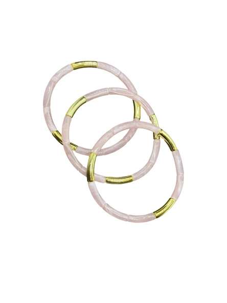 ? Pembe ve Altın Renkli Akrilik Bileklik Seti — Narin Şıklık ve Zarafet ürün görseli 1