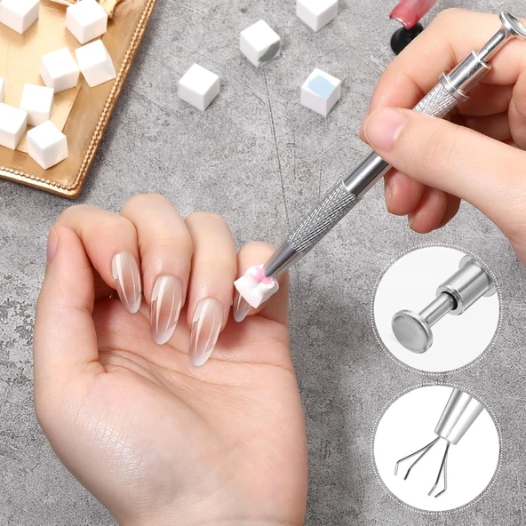 100lü Kalemli Küp Nail Art Ombre ve Geçiş Süngeri Seti - Resim 2