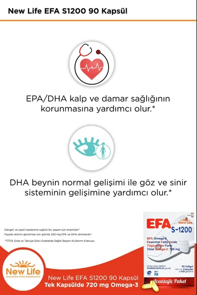 New Life Efa S-1200 Omega-3 90 Kapsül 2 Adet - Resim 4