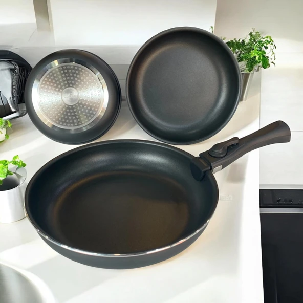 Winterbach 4 Parça Granit Tava Seti Siyah SP-600 - Resim 2