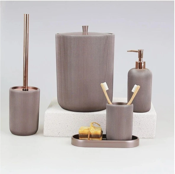 Selim Lydia 5 Parça Banyo Seti - Taupe ürün görseli 1