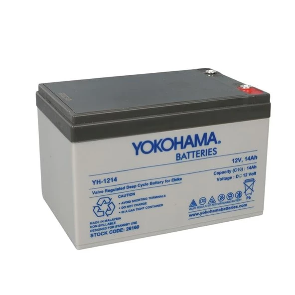 Yokohama YH-121.4 12 Volt - 14 Amper Elektrikli Bisiklet Aküsü (150X95x98 Mm) - Resim 2