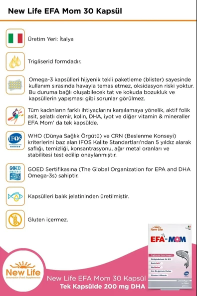 New Life EFA Mom 30 Kapsül 2 Adet - Resim 3
