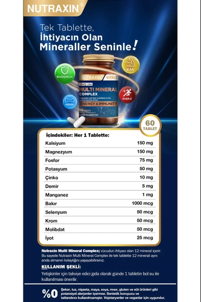 Nutraxin Multi Mineral Complex 60 Tablet 2 Adet - Resim 7