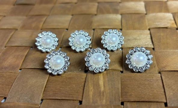 TAŞLI DÜĞME 24 BOY (15,2MM) GÜMÜŞ - 10 ADET (1202) ürün görseli 1