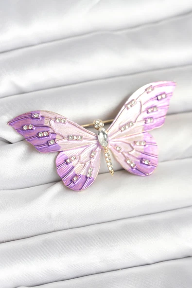 Lila Renk Kelebek Model Broş - TJ-BR465 ürün görseli 1