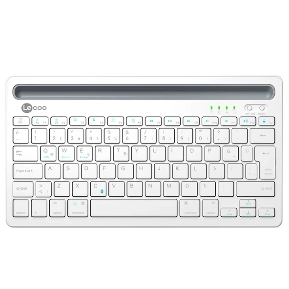 LENOVO LECOO BK100 BLUETOOTH V3.0 ŞARJ EDİLEBİLİR KABLOSUZ BEYAZ TÜRKÇE Q KLAVYE - Resim 2