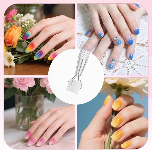 100lü Kalemli Küp Nail Art Ombre ve Geçiş Süngeri Seti - Resim 4
