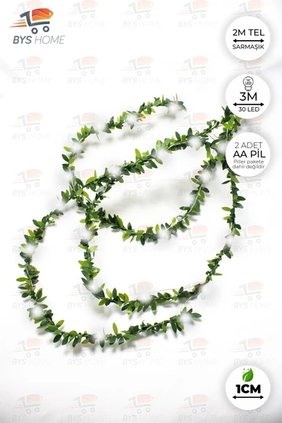 Dekoratif 2 Metre Yapay Yapraklı Tel Şeritli Sarmaşık + 3 Metre Peri Led ürün görseli 1