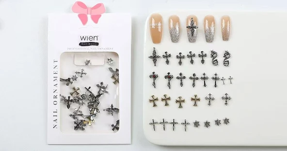 30lu Gotik Stil Metal Tırnak Süsleme Charm Nail Art Charm Taşları WN-507 ürün görseli 1