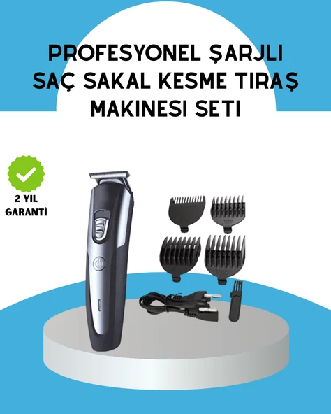 Ergonomik Profesyonel Tıraş Makinesi Saç Sakal Kesme ve Düzeltme ürün görseli 1