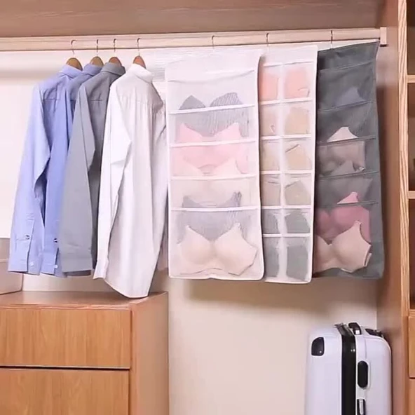 Dolap İçi Asılabilir İç Çamaşırı Dolap Düzenleyici - 15 Gözlü - Resim 5