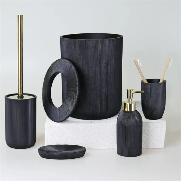 Selim Lydia 5 Parça Banyo Seti - Siyah ürün görseli 1