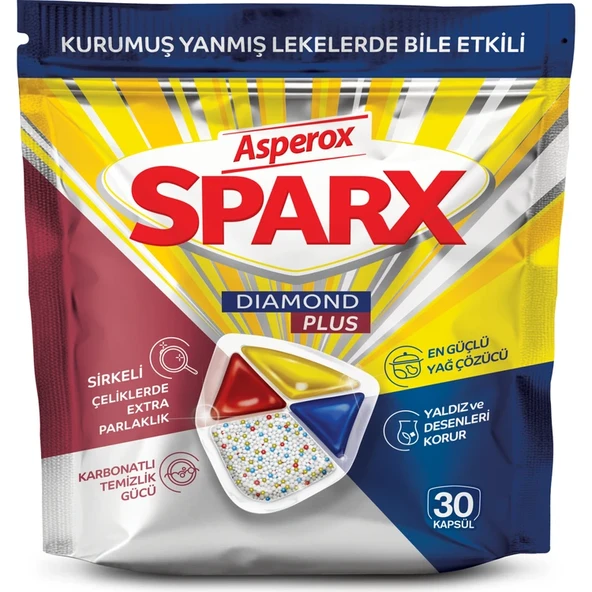 Asperox Sparx Diamond Plus Bulaşık Makinesi Kapsülü 30'lu ürün görseli 1