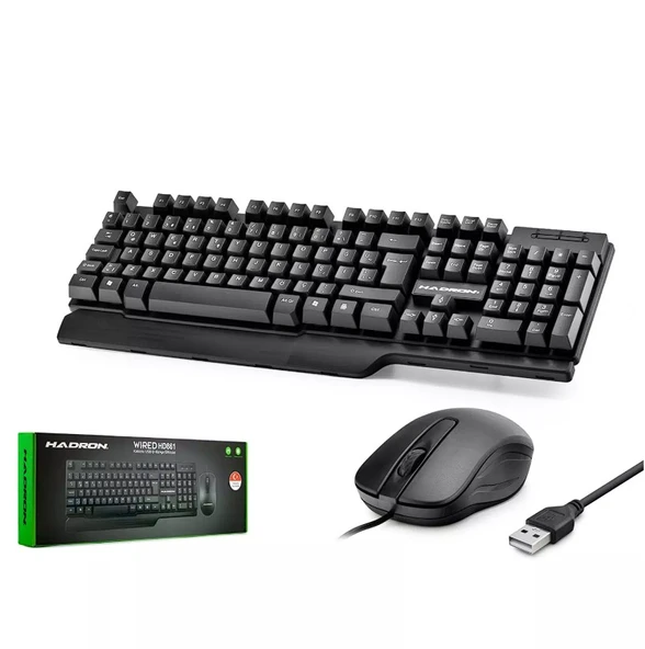 Hadron Hd-861 Kablolu Klavye Mouse Set Q Siyah ürün görseli 1