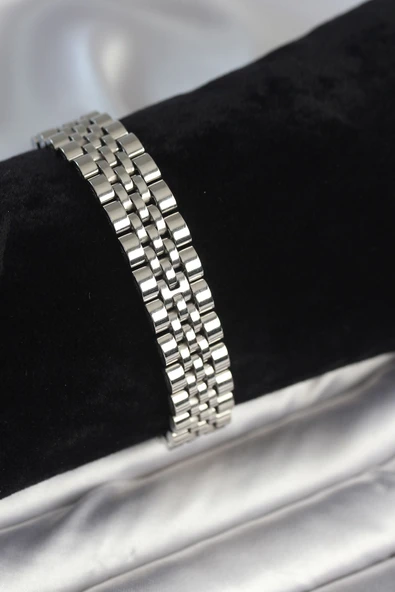 316L Çelik 12 mm Kalınlıkta Gümüş Renkli Erkek Bileklik - TJ-EB3780 ürün görseli 1