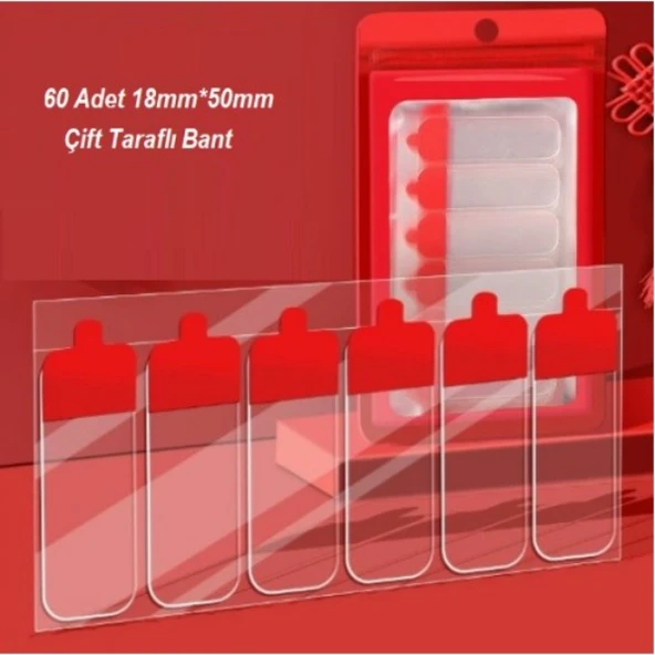 60 Parça Kolay Açılır Güçlü Çift Taraflı Bant 18mmx50mm ürün görseli 1