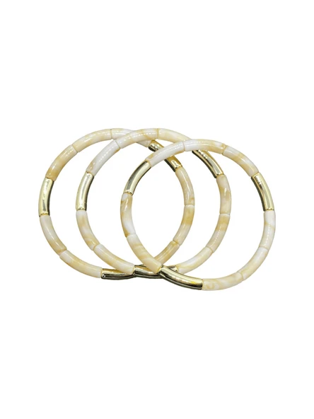 ? Bej ve Altın Renk Akrilik Bileklik Seti — Zarif ve Doğal Bir Şıklık ürün görseli 1