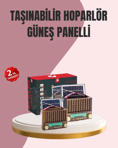 Solar Panel Şarjlı Taşınabilir Radyo Bluetooth Hoparlör Müzik Kutusu ürün görseli 1