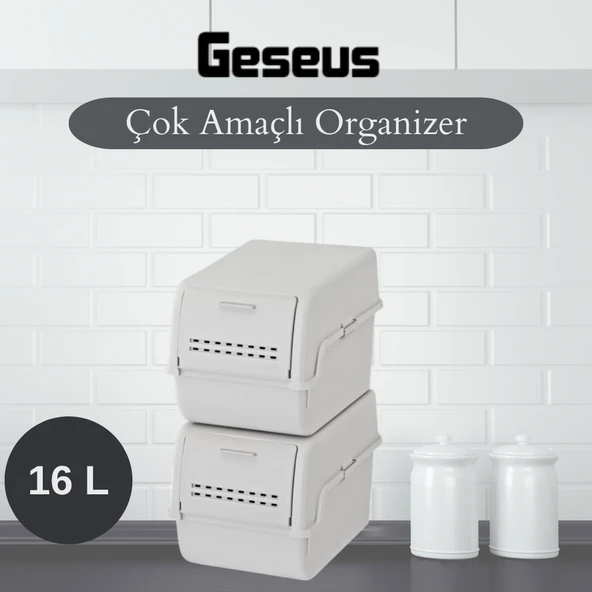 Geseus Motek 8 Lt Organizer 2’li Çok Amaçlı Kapaklı Saklama Kutusu - Resim 3