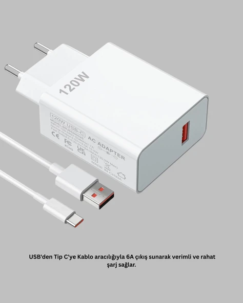 120 Watt Turbo Şarj Cihazı Xiaomi Redmi Note 10 11 12 Uyumlu - Resim 4