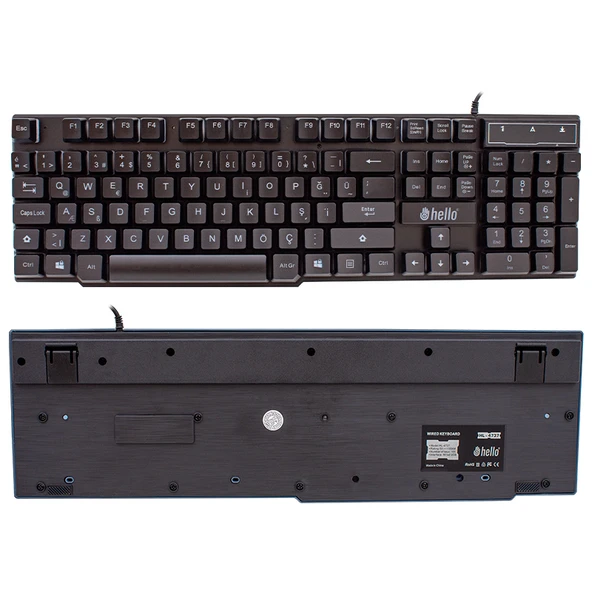 HELLO HL-4737 USB KABLOLU AYDINLATMALI OYUNCU GAMİNG Q KLAVYE - Resim 2