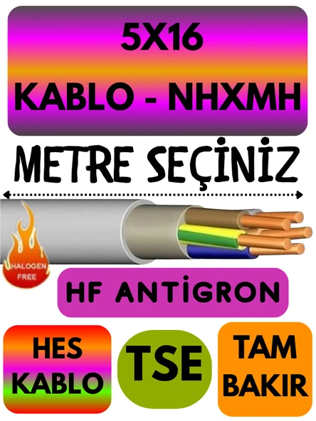 HES 5X16 NHXMH (ALEV İLETMEZ) Kablo Metre Seçenekli (Gri) ürün görseli 1
