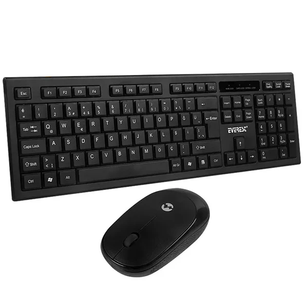 EVEREST KM-6121 SİYAH KABLOSUZ SLIM Q KLAVYE + MOUSE SET ürün görseli 1