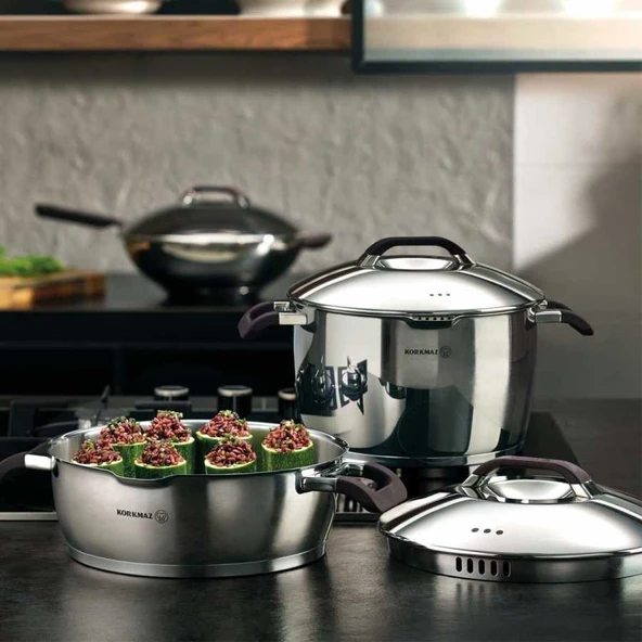 Korkmaz A1054 Esta Kısa Tencere 24 x 8 cm - Resim 3