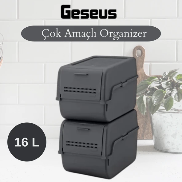 Geseus Motek 8 Lt Organizer 2’li Çok Amaçlı Kapaklı Saklama Kutusu - Resim 2