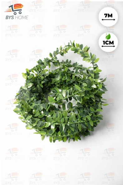 Dekoratif 7 Metre Yapay Yapraklı Tel Şeritli Sarmaşık + 10 Metre Peri Led BEYAZ - Resim 3