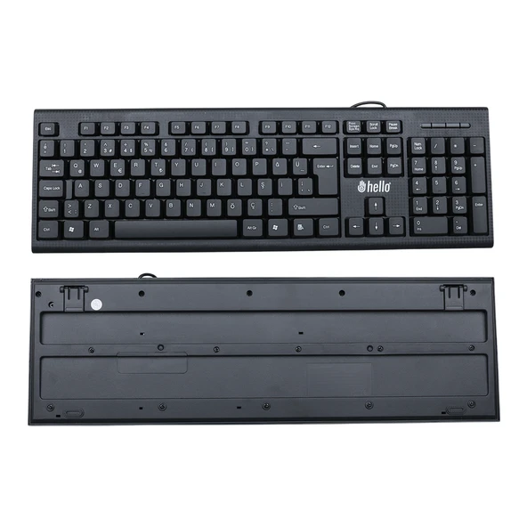HELLO HL-4809 STANDART KABLOLU SİYAH USB Q KLAVYE - Resim 2