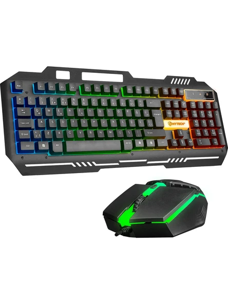 HYTECH HKM-X86 Quın Siyah USB Gökkuşağı Zemin Aydınlatmalı Gaming Oyuncu Klavye + Mouse Set ürün görseli 1