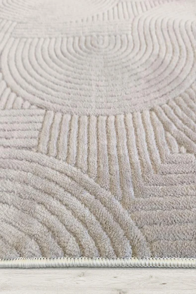 Yumuşak Dokulu İskandinav Dekoratif Kaymaz Taban Yıkanabilir Yolluk Antre Hol Halısı Salon Halısı 100 x 150 cm Vizon - Resim 7