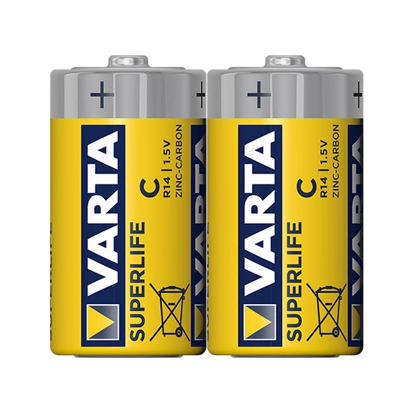 VARTA SUPERLIFE ÇİNKO ORTA BOY C PİL (2 Lİ PAKET FİYAT) ürün görseli 1