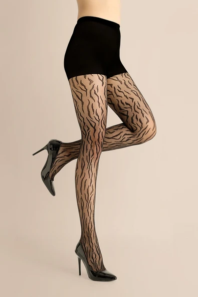 Zebra Desenli İnce Külotlu Çorap ürün görseli 1