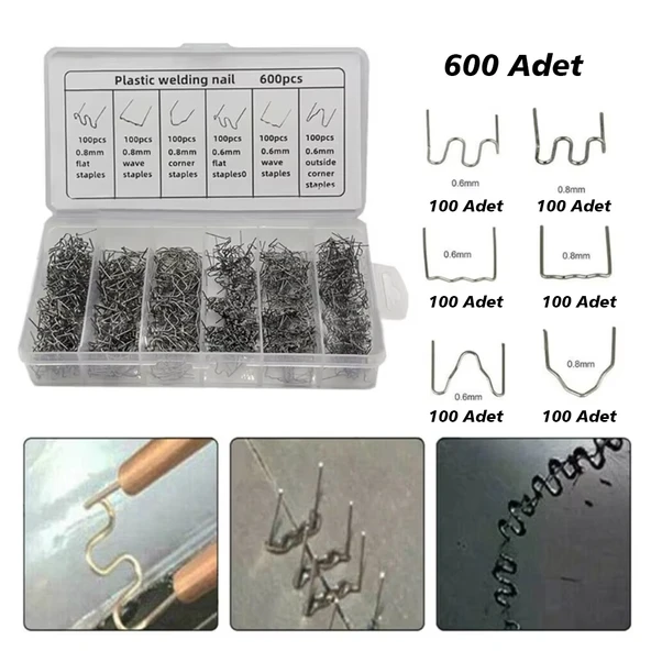 POWERMASTER PM-25315 OTO TAMPON KAPORTA PLASTİK ONARIM TAMİR KAYNAK ÇİVİSİ 6 TİP ŞEKİL (600 ADET) - Resim 2