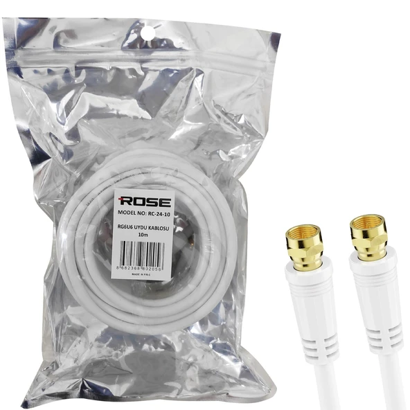 RG6 F Konnektörlü Hazır Kablo 10mt Rose RC-24-10 ürün görseli 1