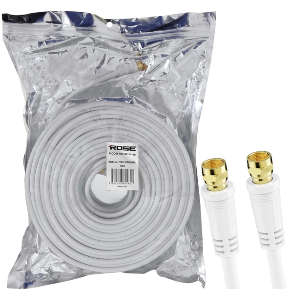 RG6 F Konnektörlü Hazır Kablo 40mt Rose RC-24-40 ürün görseli 1