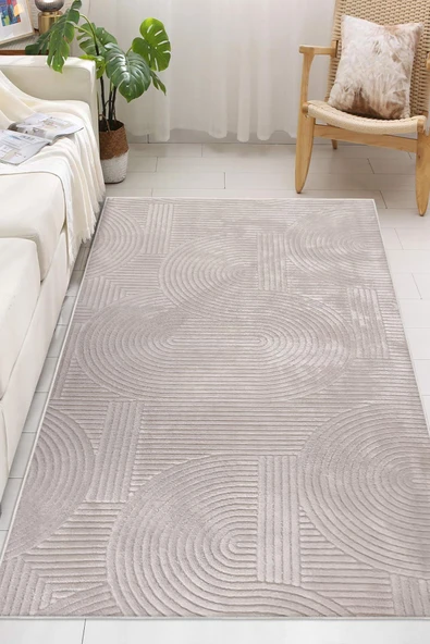 Yumuşak Dokulu İskandinav Dekoratif Kaymaz Taban Yıkanabilir Yolluk Antre Hol Halısı Salon Halısı 60 x 100 cm Vizon - Resim 5