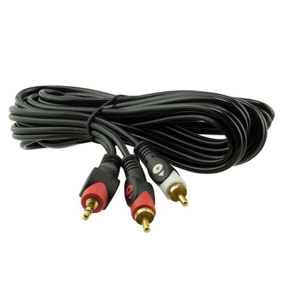 2 RCA ERKEK + 3.5 MM STEREO ERKEK GOLD 3 METRE 1.KALİTE KABLO (AVD-162) ürün görseli 1