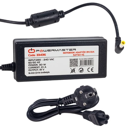 POWERMASTER PM-33436 19 VOLT - 2.1 AMPER 5.0*3.0 MM UÇLU ADAPTÖR (SAMSUNG NOTEBOOK) ürün görseli 1